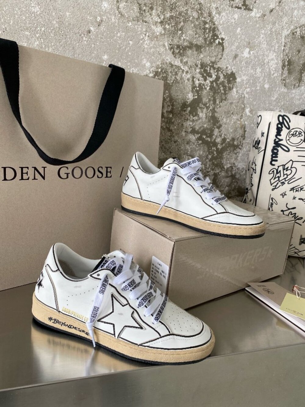 Golden Goose White and Black Women's Sneakers